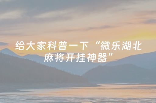 给大家科普一下“微乐湖北麻将开挂神器”（外辅工具)