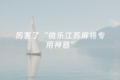 厉害了“微乐江苏麻将专用神器”（插件开挂免费AI)