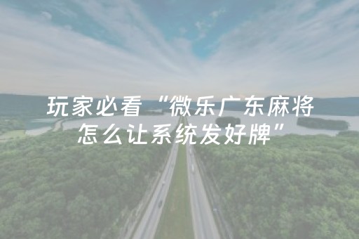 玩家必看“微乐广东麻将怎么让系统发好牌”（技巧和打好牌方法)