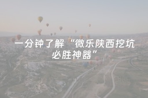 一分钟了解“微乐陕西挖坑必胜神器”（怎么控制输赢)