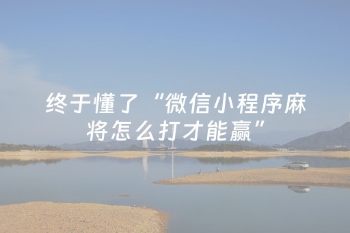 终于懂了“微信小程序麻将怎么打才能赢”（胜率到哪调)