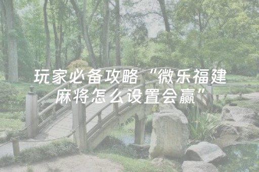 玩家必备攻略“微乐福建麻将怎么设置会赢”（有没有猫腻)