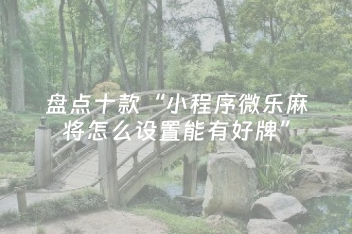 盘点十款“小程序微乐麻将怎么设置能有好牌”（攻略插件)