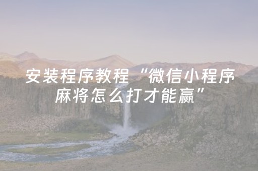 安装程序教程“微信小程序麻将怎么打才能赢”（辅牌器插件购买)