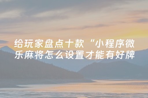 给玩家盘点十款“小程序微乐麻将怎么设置才能有好牌”（怎么能得到好牌)