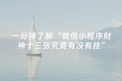 一分钟了解“微信小程序财神十三张究竟有没有挂”（小程序必赢神器)
