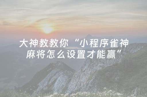 大神教教你“小程序雀神麻将怎么设置才能赢”（辅助器插件)