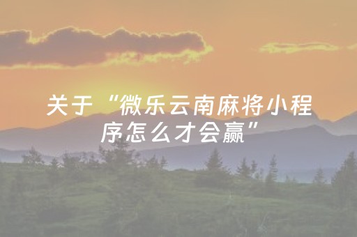 关于“微乐云南麻将小程序怎么才会赢”（免费专用神器)