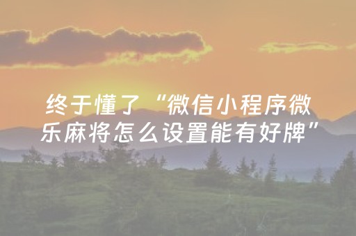 终于懂了“微信小程序微乐麻将怎么设置能有好牌”（如何让系统发好牌)