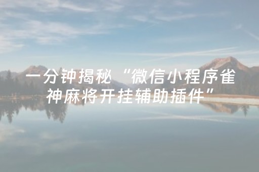 一分钟揭秘“微信小程序雀神麻将开挂辅助插件”（攻略插件)