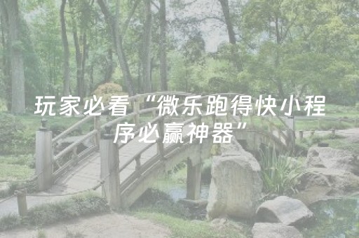 玩家必看“微乐跑得快小程序必赢神器”（外辅工具)