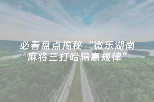 必看盘点揭秘“微乐湖南麻将三打哈输赢规律”（怎么能得到好牌)