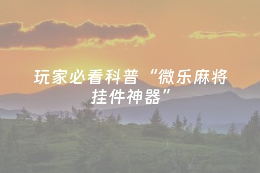 玩家必看科普“微乐麻将挂件神器”（规律确实有挂)