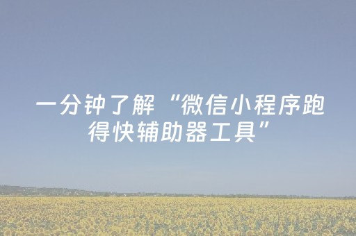 一分钟了解“微信小程序跑得快辅助器工具”（开挂辅助器插件)