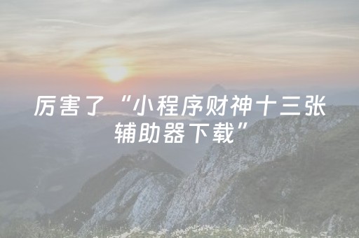 厉害了“小程序财神十三张辅助器下载”（攻略插件)