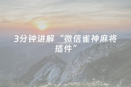 3分钟讲解“微信雀神麻将插件”（确实有插件吗)