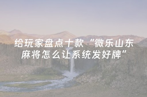 给玩家盘点十款“微乐山东麻将怎么让系统发好牌”（确实有插件吗)