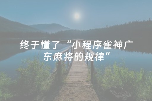 终于懂了“小程序雀神广东麻将的规律”（辅助神器免费)