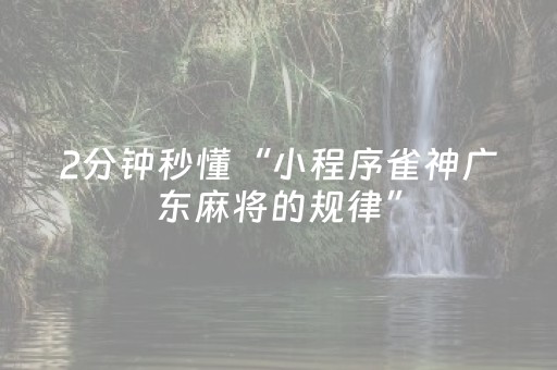 2分钟秒懂“小程序雀神广东麻将的规律”（有没有猫腻)