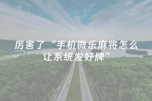 厉害了“手机微乐麻将怎么让系统发好牌”（辅助器通用版)
