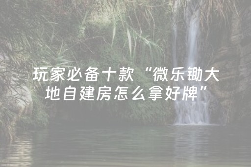 玩家必备十款“微乐锄大地自建房怎么拿好牌”（小程序控牌器)