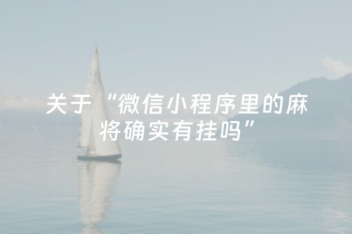 关于“微信小程序里的麻将确实有挂吗”（开挂辅助插件)