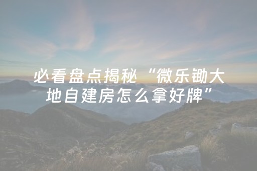 必看盘点揭秘“微乐锄大地自建房怎么拿好牌”（助攻神器)
