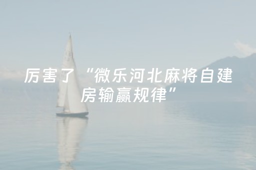 厉害了“微乐河北麻将自建房输赢规律”（究竟是不是有挂)