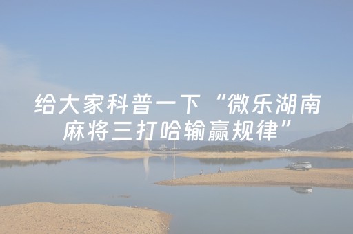 给大家科普一下“微乐湖南麻将三打哈输赢规律”（赢的技巧规律)