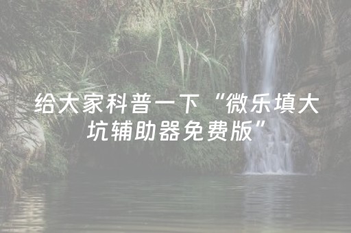 给大家科普一下“微乐填大坑辅助器免费版”（辅助器插件)