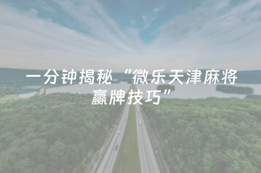一分钟揭秘“微乐天津麻将赢牌技巧”（好友房怎么才能赢)