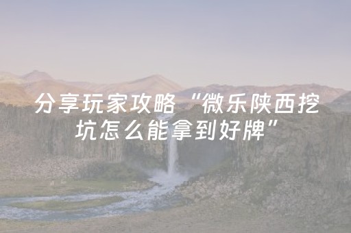 分享玩家攻略“微乐陕西挖坑怎么能拿到好牌”（万能开挂神器)
