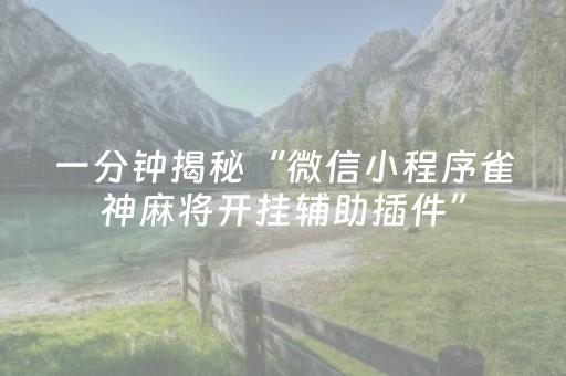一分钟揭秘“微信小程序雀神麻将开挂辅助插件”（胜负规律拿好牌)