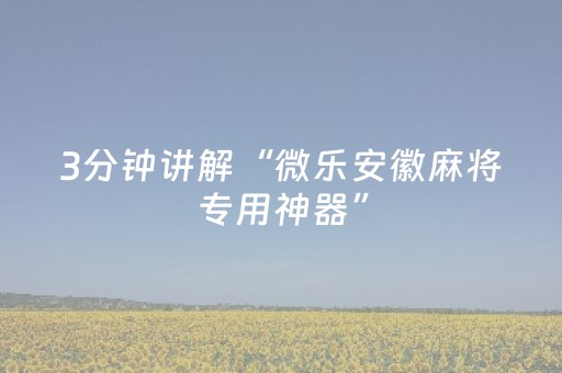 3分钟讲解“微乐安徽麻将专用神器”（透明挂辅助器)