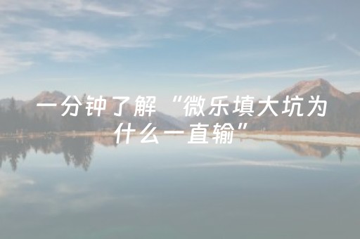 一分钟了解“微乐填大坑为什么一直输”（输赢跟id号有关系吗)