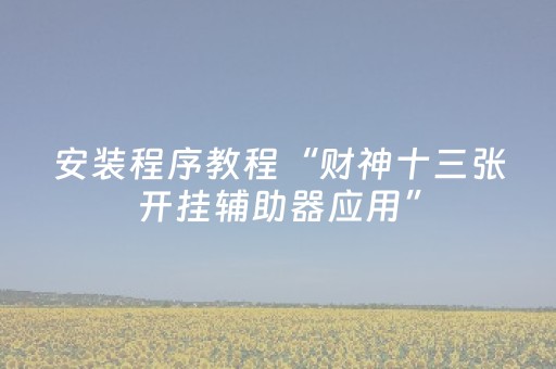 安装程序教程“财神十三张开挂辅助器应用”（开挂神器下载)
