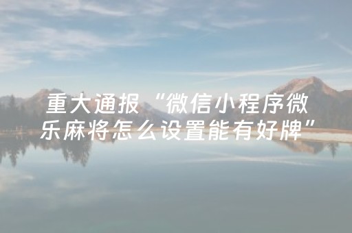 重大通报“微信小程序微乐麻将怎么设置能有好牌”（挂件神器)