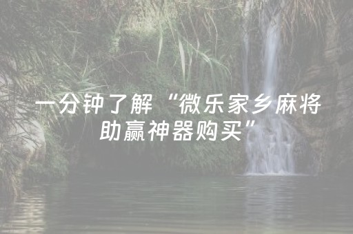 一分钟了解“微乐家乡麻将助赢神器购买”（透明挂辅助器)