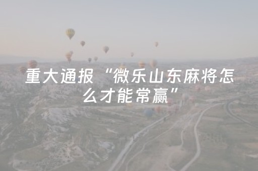 重大通报“微乐山东麻将怎么才能常赢”（开挂辅助器插件)