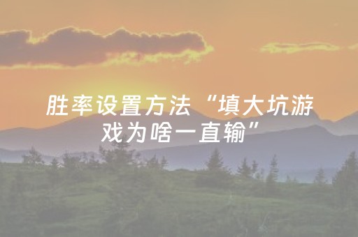 胜率设置方法“填大坑游戏为啥一直输”（辅助器插件)