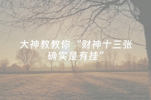 大神教教你“财神十三张确实是有挂”（有没有猫腻)