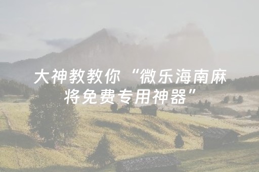 大神教教你“微乐海南麻将免费专用神器”（辅助器通用版)