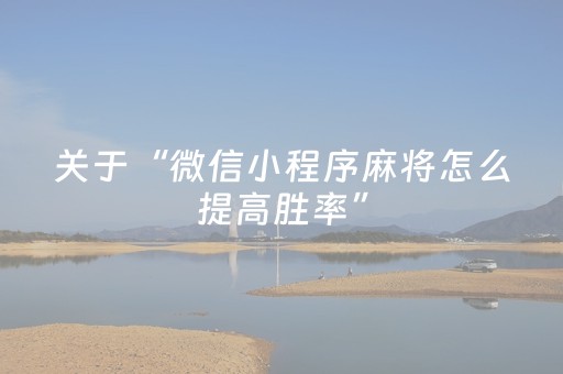 关于“微信小程序麻将怎么提高胜率”（免费辅助)