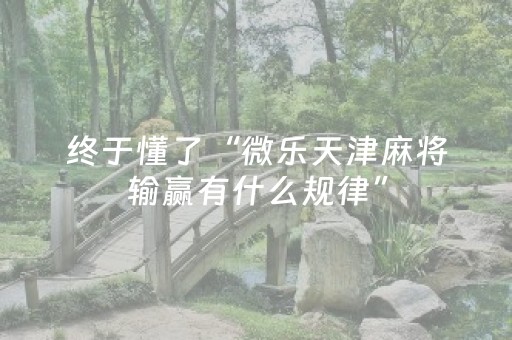 终于懂了“微乐天津麻将输赢有什么规律”（必赢神器)