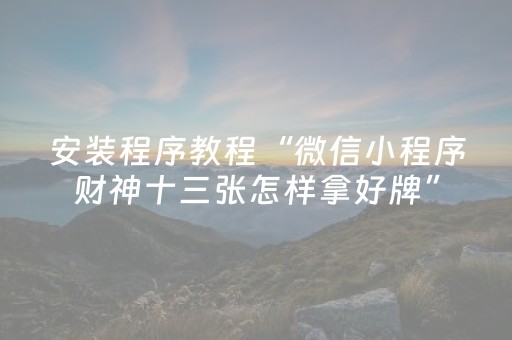 安装程序教程“微信小程序财神十三张怎样拿好牌”（自建房怎么赢)