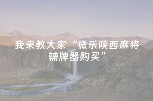 我来教大家“微乐陕西麻将辅牌器购买”（有什么诀窍)