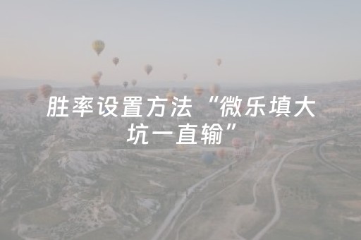 胜率设置方法“微乐填大坑一直输”（通用挂软件多少钱)