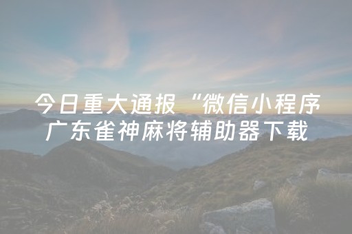 今日重大通报“微信小程序广东雀神麻将辅助器下载”（软件出售)