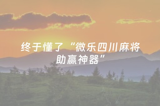 终于懂了“微乐四川麻将助赢神器”（必赢神器免费安装)