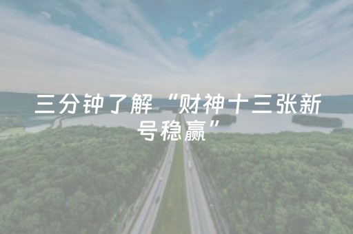 三分钟了解“财神十三张新号稳赢”（助攻神器)